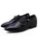 Black slip on dress shoe with side drawstring lace 17