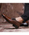 Brown slip on dress shoe with side drawstring lace 12