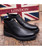 Black plain slip on dress shoe boot with zip on vamp 11