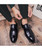 Black slip on dress shoe with stretch buckle strap 08