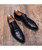 Black slip on dress shoe with stretch buckle strap 13