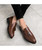 Brown tassel on vamp leather slip on dress shoe 09