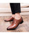 Brown triangle pattern leather derby dress shoe 04