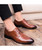 Brown triangle pattern leather derby dress shoe 09