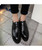 Black crocodile skin pattern derby dress shoe 09