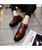 Brown crocodile skin pattern derby dress shoe 11