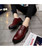 Red crocodile skin pattern derby dress shoe 08