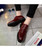 Red crocodile skin pattern derby dress shoe 07