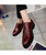 Red crocodile skin pattern derby dress shoe 06