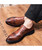 Brown retro brogue leather derby dress shoe 05
