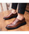 Brown retro brogue leather derby dress shoe 06