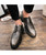Grey texture pattern leather derby dress shoe 02