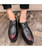 Red texture pattern leather derby dress shoe 03
