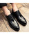 Black croco skin patent leather derby dress shoe 02