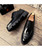 Black croco skin patent leather derby dress shoe 14