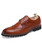 Brown retro brogue leather derby dress shoe 01