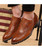 Brown retro brogue leather derby dress shoe 06