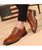 Brown retro brogue leather derby dress shoe 07