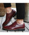 Red retro brogue leather derby dress shoe 04