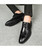 Black leather brogue derby dress shoe point toe 07