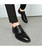 Black leather brogue derby dress shoe point toe 08