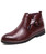 Red buckle slip on dress shoe boot with zip on side 01