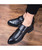 Black snake skin pattern buckle slip on dress shoe 03