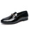Black patent leather buckle slip on dress shoe 01
