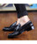 Black croco skin pattern tassel slip on dress shoe 03