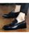 Black croco skin pattern tassel slip on dress shoe 09