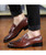 Brown croco skin pattern tassel slip on dress shoe 05