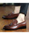 Brown croco skin pattern tassel slip on dress shoe 08