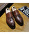 Brown croco skin pattern tassel slip on dress shoe 11