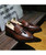 Brown croco skin pattern tassel slip on dress shoe 10