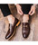 Brown croco skin pattern buckle slip on dress shoe 07