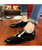 Black metal rivet decorated leather slip on dress shoe 07