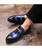 Blue buckle rivet patent leather slip on dress shoe 3