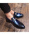 Blue buckle rivet patent leather slip on dress shoe 05