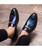 Blue buckle rivet patent leather slip on dress shoe 08