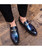 Blue buckle rivet patent leather slip on dress shoe 07