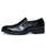 Black brogue leather slip on dress shoe check detail 14