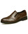 Brown brogue leather slip on dress shoe check detail 01