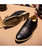 Black retro brogue leather derby dress shoe 13