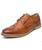 Brown retro brogue leather derby dress shoe 01