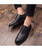 Black retro brogue leather derby dress shoe 05