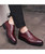 Red check block leather derby dress shoe 05