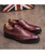 Red check block leather derby dress shoe 10