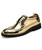 Golden brogue patent leather derby dress shoe 01