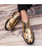 Golden brogue patent leather derby dress shoe 06