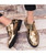 Golden brogue patent leather derby dress shoe 08